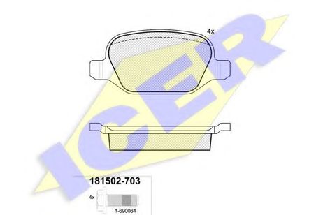 фото Icer 181502-703 Колодки тормозные дисковые | зад | Icer 181502-703 Колодки тормозные дисковые | зад |