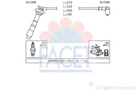 Facet 4.8608 Комплект высоковольтных проводов