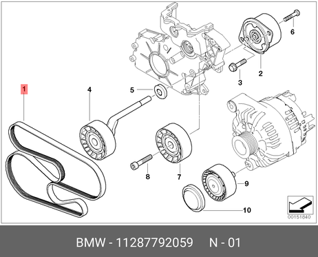фото BMW 11 28 7 792 059 Ремень поликлиновый BMW 11 28 7 792 059 Ремень поликлиновый
