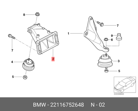 фото BMW 22 11 6 752 648 Подушка двигателя BMW 22 11 6 752 648 Подушка двигателя