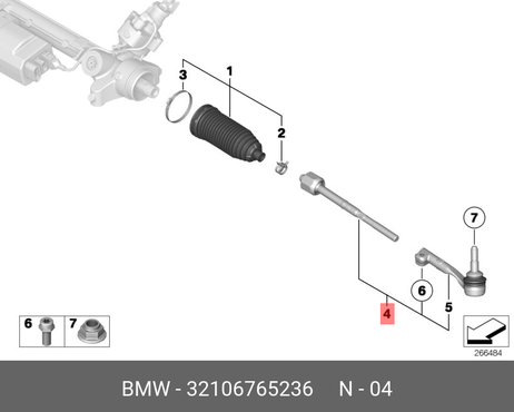 фото BMW 32 10 6 765 236 Тяга ру в сборе с наконечником | перед лев | BMW 32 10 6 765 236 Тяга ру в сборе с наконечником | перед лев |