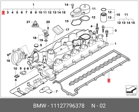 фото BMW 11 12 7 796 378 Прокладка, крышка головки цилиндра BMW 11 12 7 796 378 Прокладка, крышка головки цилиндра