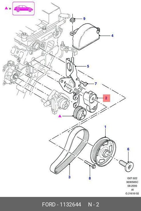 фото Ford 1 132 644 Натяжной шкив Ford 1 132 644 Натяжной шкив