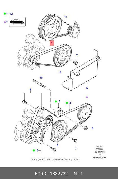 фото Ford 1332732 Ремень поликлиновой Ford 1332732 Ремень поликлиновой