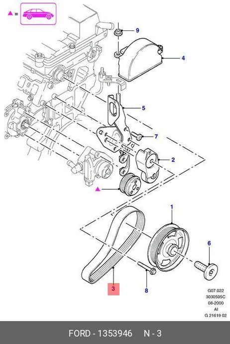 фото Ford 1 353 946 Ремень поликлиновый Ford 1 353 946 Ремень поликлиновый