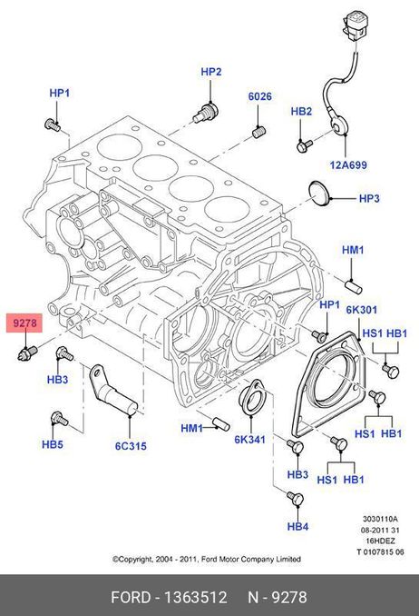 фото Ford 1 363 512 Датчик давления масла Ford 1 363 512 Датчик давления масла
