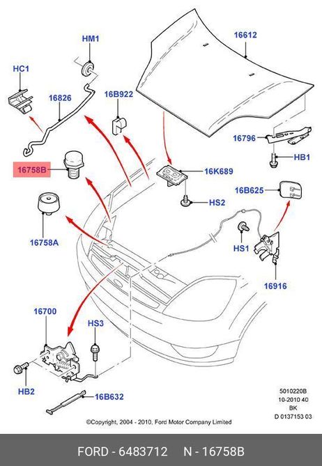 фото Ford 6 483 712 Упор капота Sc,Si,Esc,Fi.Ka Ford 6 483 712 Упор капота Sc,Si,Esc,Fi.Ka