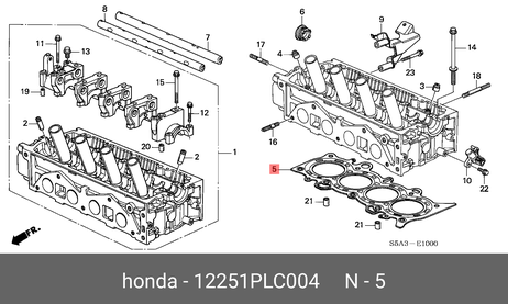 фото Honda 12251-PLC-004 Прокладка головки блока цилиндров Honda 12251-PLC-004 Прокладка головки блока цилиндров