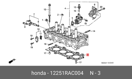 фото Honda 12251-RAC-004 Прокладка головки блока цилиндров Honda 12251-RAC-004 Прокладка головки блока цилиндров