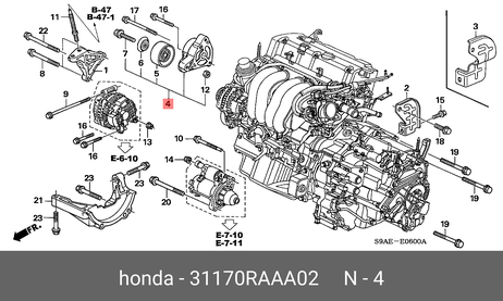 фото Honda 31170-RAA-A02 Натяжитель общего ремня в сборе Honda 31170-RAA-A02 Натяжитель общего ремня в сборе