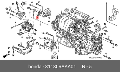 фото Honda 31180-RAA-A01 Ролик навесного оборудования Honda 31180-RAA-A01 Ролик навесного оборудования