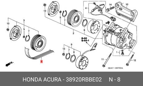 Honda 38920-RBB-E02 Ремень поликлиновый