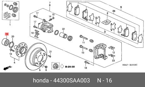 фото Honda 44300-SAA-003 Подшипник ступицы honda cr-v | перед | Honda 44300-SAA-003 Подшипник ступицы honda cr-v | перед |