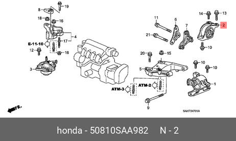 фото Honda 50810-SAA-982 Подушка двигателя | зад | Honda 50810-SAA-982 Подушка двигателя | зад |