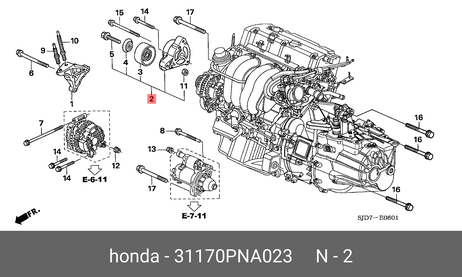 фото Honda 31170-PNA-023 Ролик ремня генератора Honda 31170-PNA-023 Ролик ремня генератора