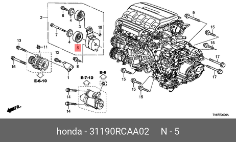 фото Honda 31190-RCA-A02 Ролик обводной приводного ремня Honda 31190-RCA-A02 Ролик обводной приводного ремня