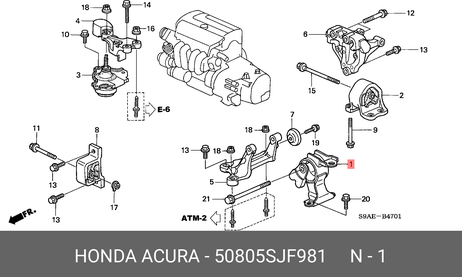 фото Honda 50805-SJF-981 Подушка кпп | лев | Honda 50805-SJF-981 Подушка кпп | лев |