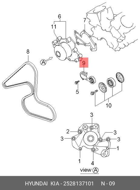 фото Hyundai/Kia 2528137101 Ролик натяжителя Hyundai/Kia 2528137101 Ролик натяжителя
