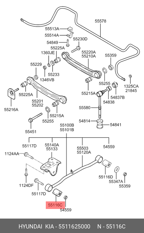 фото Hyundai/Kia 5511625000 Сайлентблок рычага подвески | зад | Hyundai/Kia 5511625000 Сайлентблок рычага подвески | зад |