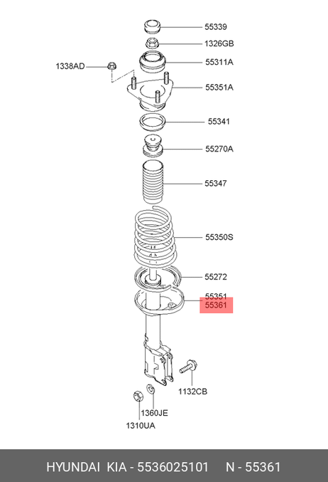 Hyundai/Kia 5536025101 Амортизатор | зад прав |