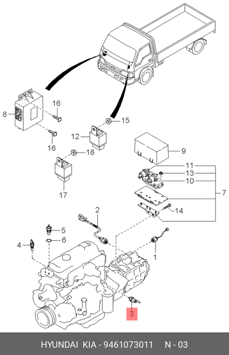 фото Hyundai/Kia 94610-73011 Датчик давления масла Hyundai/Kia 94610-73011 Датчик давления масла