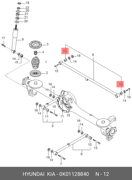 фото Hyundai/Kia 0K01128840 Сайлентблок рычага подвески | зад | Hyundai/Kia 0K01128840 Сайлентблок рычага подвески | зад |
