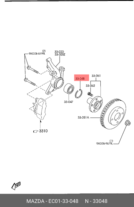 фото Mazda EC01-33-048 Комплект подшипника ступицы колеса Mazda EC01-33-048 Комплект подшипника ступицы колеса