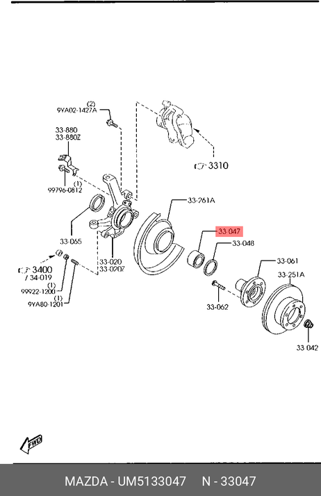 фото Mazda UM51-33-047 Подшипник ступицы колеса | перед | Mazda UM51-33-047 Подшипник ступицы колеса | перед |