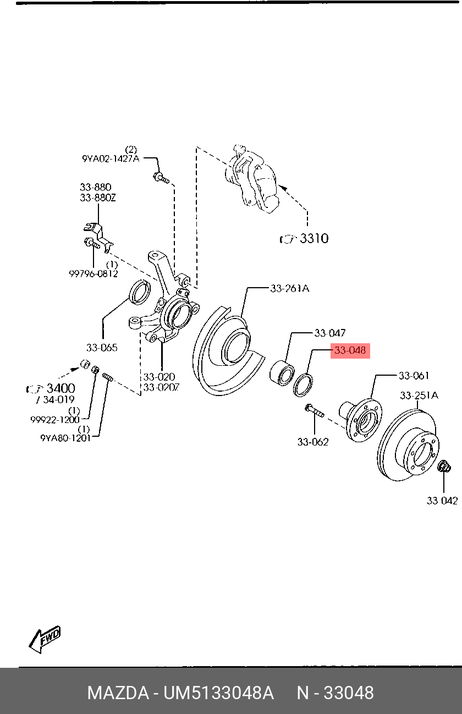 фото Mazda UM51-33-048A Подшипник ступицы колеса | перед | Mazda UM51-33-048A Подшипник ступицы колеса | перед |