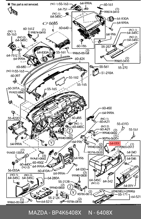 фото Mazda BP4K-64-08X Лифт перчаточного ящика Mazda BP4K-64-08X Лифт перчаточного ящика