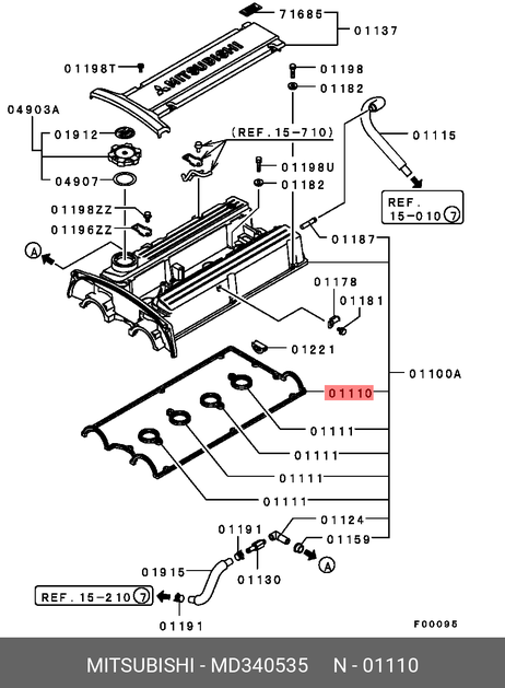 фото Mitsubishi MD340535 Прокладка крышки клапанов Mitsubishi MD340535 Прокладка крышки клапанов
