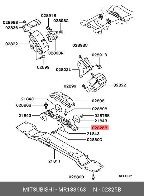 фото Mitsubishi MR133663 Подушка двигателя задняя | зад | Mitsubishi MR133663 Подушка двигателя задняя | зад |