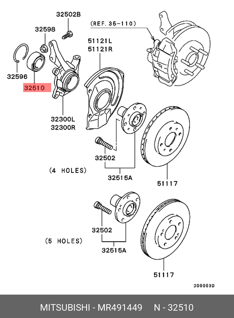 фото Mitsubishi MR491449 Подшипник ступицы колеса | перед | Mitsubishi MR491449 Подшипник ступицы колеса | перед |