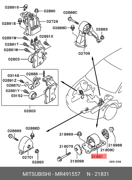 фото Mitsubishi MR491557 Подушка двигателя | перед лев | Mitsubishi MR491557 Подушка двигателя | перед лев |