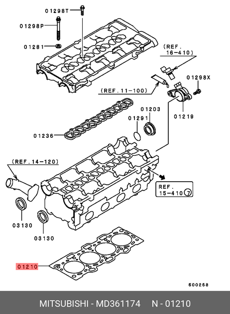 фото Mitsubishi MD361174 Прокладка головки блока цилиндров Mitsubishi MD361174 Прокладка головки блока цилиндров