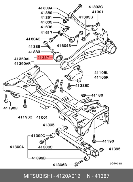 фото Mitsubishi 4120A012 Сайлентблок рычага подвески | зад | Mitsubishi 4120A012 Сайлентблок рычага подвески | зад |