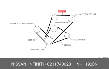 фото Nissan 02117-40023 Ремень клиновый Nissan 02117-40023 Ремень клиновый