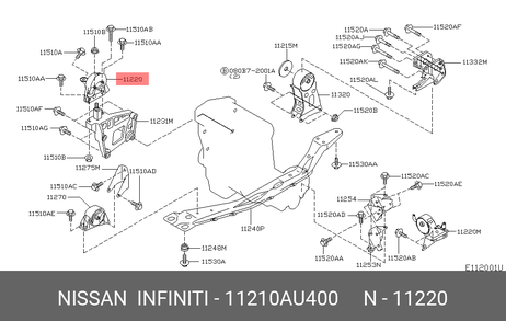фото Nissan 11210-AU400 Подушка двигателя | прав | Nissan 11210-AU400 Подушка двигателя | прав |
