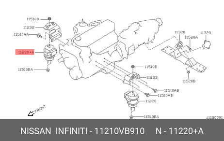 фото Nissan 11210-VB910 Подушка двигателя | прав | Nissan 11210-VB910 Подушка двигателя | прав |