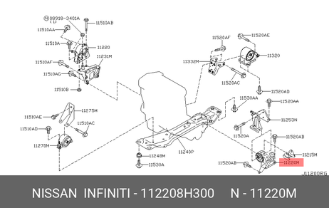 фото Nissan 11220-8H300 Подушка двигателя | перед лев | Nissan 11220-8H300 Подушка двигателя | перед лев |