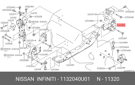 фото Nissan 11320-40U01 Подушка двигателя | зад прав | Nissan 11320-40U01 Подушка двигателя | зад прав |