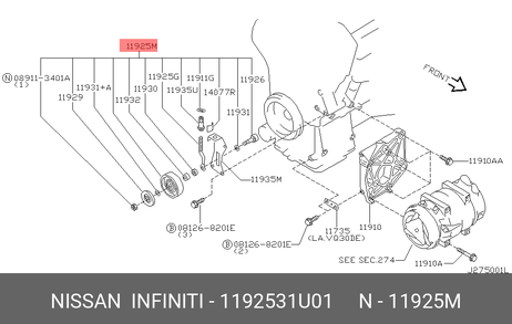 фото Nissan 11925-31U01 Ролик приводного ремня Nissan 11925-31U01 Ролик приводного ремня