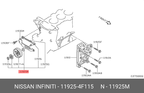 фото Nissan 11925-4F115 Ролик приводного ремня Nissan 11925-4F115 Ролик приводного ремня