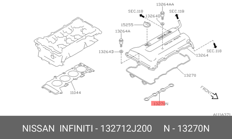 фото Nissan 13271-2J200 Прокладка, крышка головки цилиндра Nissan 13271-2J200 Прокладка, крышка головки цилиндра