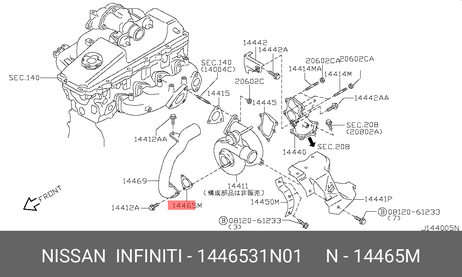 Nissan 14465-31N01 Прокладка турб.