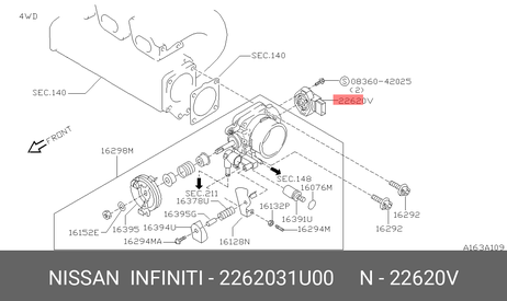 фото Nissan 22620-31U00 Датчик положения дроссельной заслонки Nissan 22620-31U00 Датчик положения дроссельной заслонки