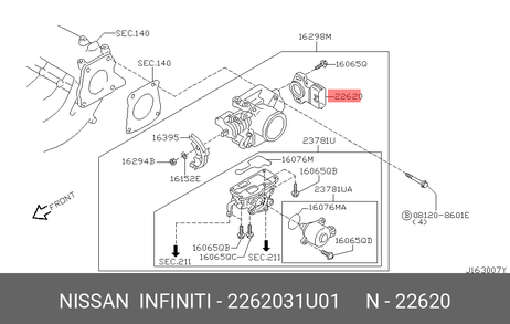 фото Nissan 22620-31U01 Датчик положения дроссельной заслонки Nissan 22620-31U01 Датчик положения дроссельной заслонки