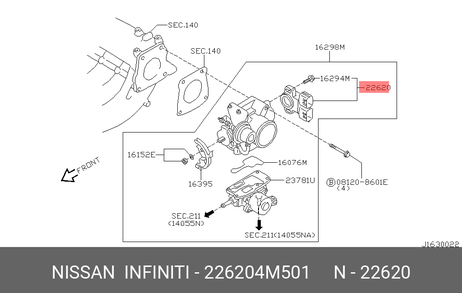 фото Nissan 22620-4M501 Датчик положения дроссельной заслонки Nissan 22620-4M501 Датчик положения дроссельной заслонки