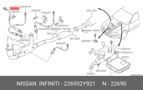 фото Nissan 22690-2Y921 Датчик кислородный Nissan 22690-2Y921 Датчик кислородный