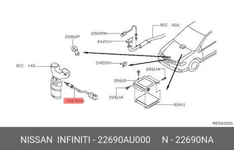 фото Nissan 22690-AU000 Датчик кислородный Nissan 22690-AU000 Датчик кислородный